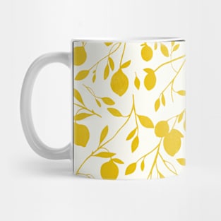 Yellow Lemons White Pattern Botanical Fresh Cute Mug